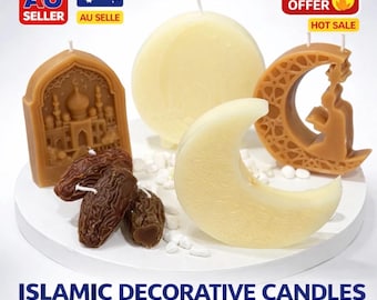 Islamic Candle Gift Set Ramadan Eid Decor Muslim Home Crescent Moon Mosque