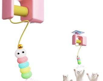 Juguete eléctrico para gatos, yo-yo de plumas, puerta colgante para divertirse, juguete inteligente para gatos