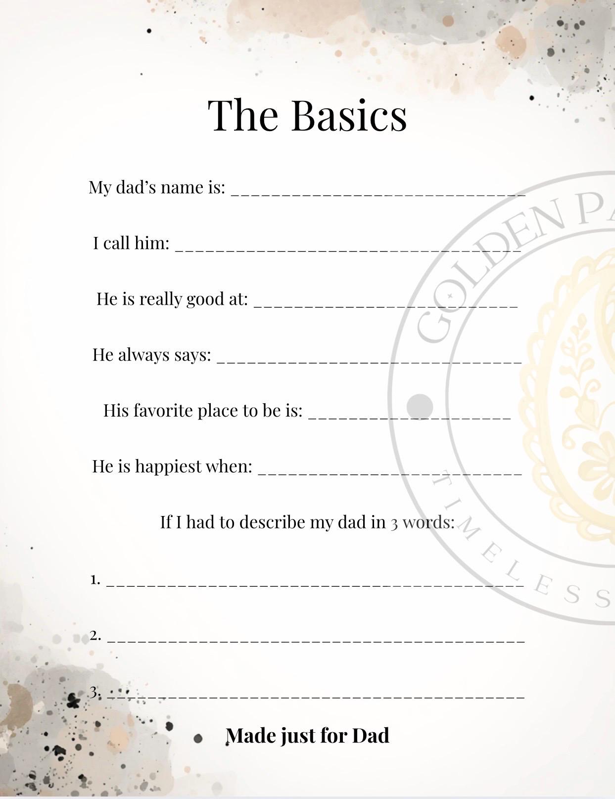 All About My Dad Printable Book, Father’s Day Keepsake Gift From Kids ...
