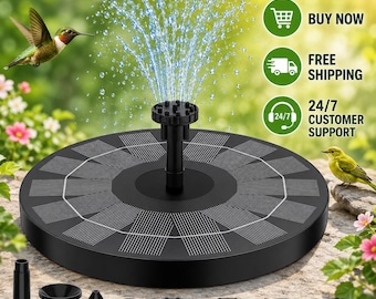Solar Fountain Pump, 2.5W Floating Bird Bath Water Pump, 6 Nozzles, Garden Pond Decor