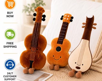 Soft Plush Musical Instrument Toys: Violin, Guitar, Pipa Dolls – Kids Room Decor