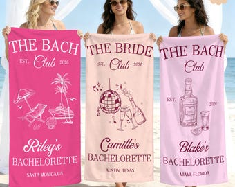 Bachelorette Beach Towel,Personalized Design Bridal Party Pool Towel,Custom Bride Team Trip Towel,Bach Club Party Favors,Bridesmaids Gift