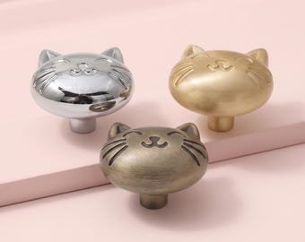 Cat Cabinet Knob, Cute Kitty Drawer Pull, Animal Dresser Knob, Whimsical Kitchen Cabinet Handle, Nursery Cupboard Knob, Furniture Hardware
