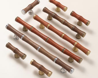 Tiradores de estilo bambú para armarios, tiradores acanalados para cajones, tiradores modernos para cómodas, tiradores para armarios de cocina, herrajes para puertas de armario, decoración de muebles