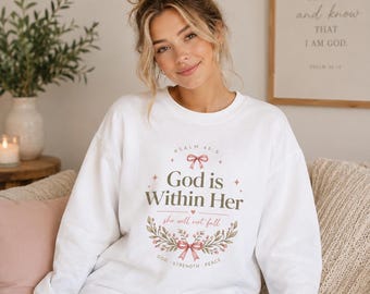 God Is Within Her sweatshirt | Floral Scripture Crewneck