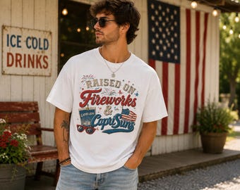 Raised on Fireworks & Freedom T-Shirt | Patriotic Fourth of July Tee