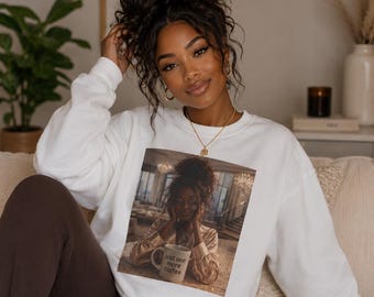Just One More Coffee fashion doll illustration Crewneck Sweatshirt | minimalist luxury loungewear