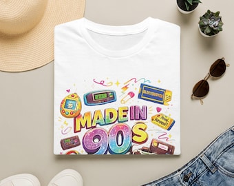Made in 90s T-Shirt | Retro 90s Nostalgia Cassette Boombox Design