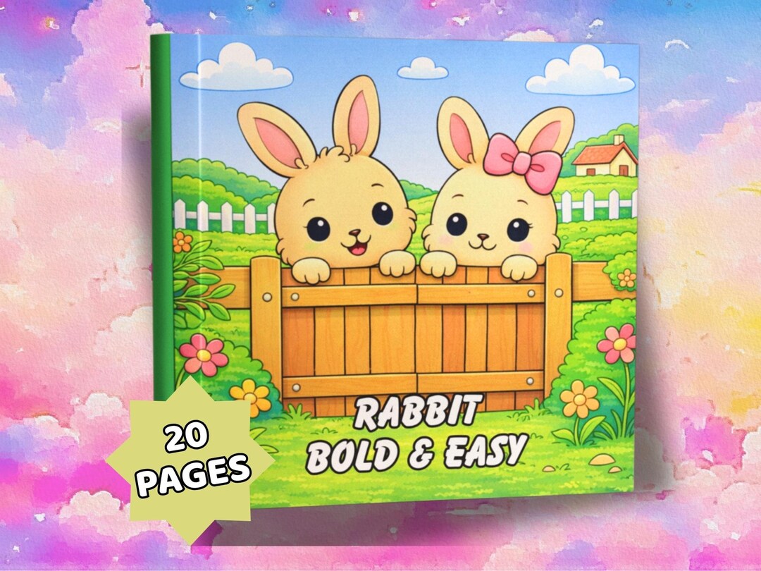 Rabbit Coloring Pages – Bold and Easy Bunny Coloring Book – 20 Cute ...