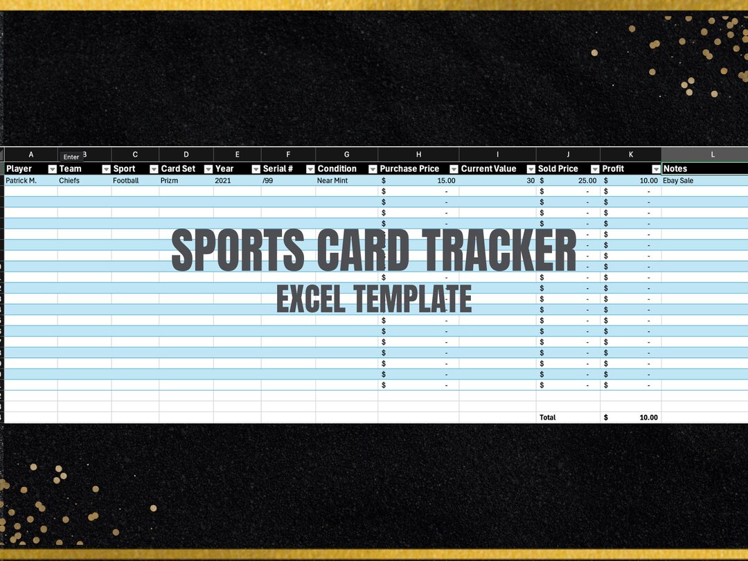 Sports Card Collection Tracker Spreadsheet | Trading Card Inventory ...