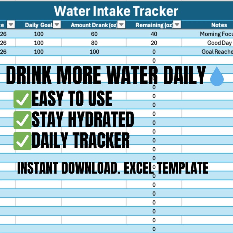 Drinking Water Log - Etsy