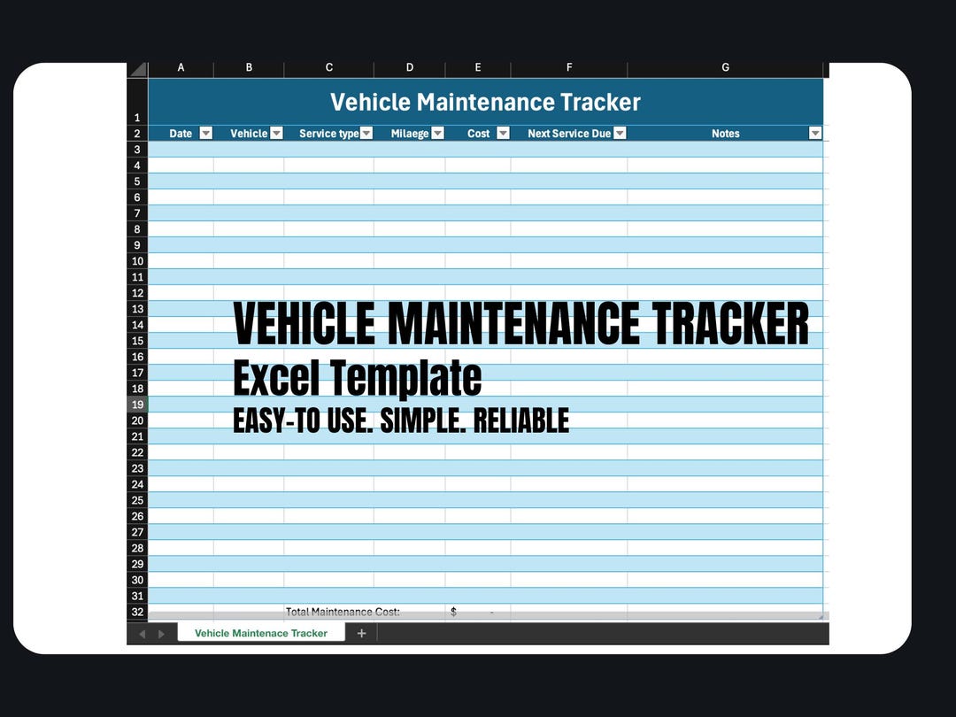 Vehicle Maintenance Tracker Excel Template | Car Service Log ...