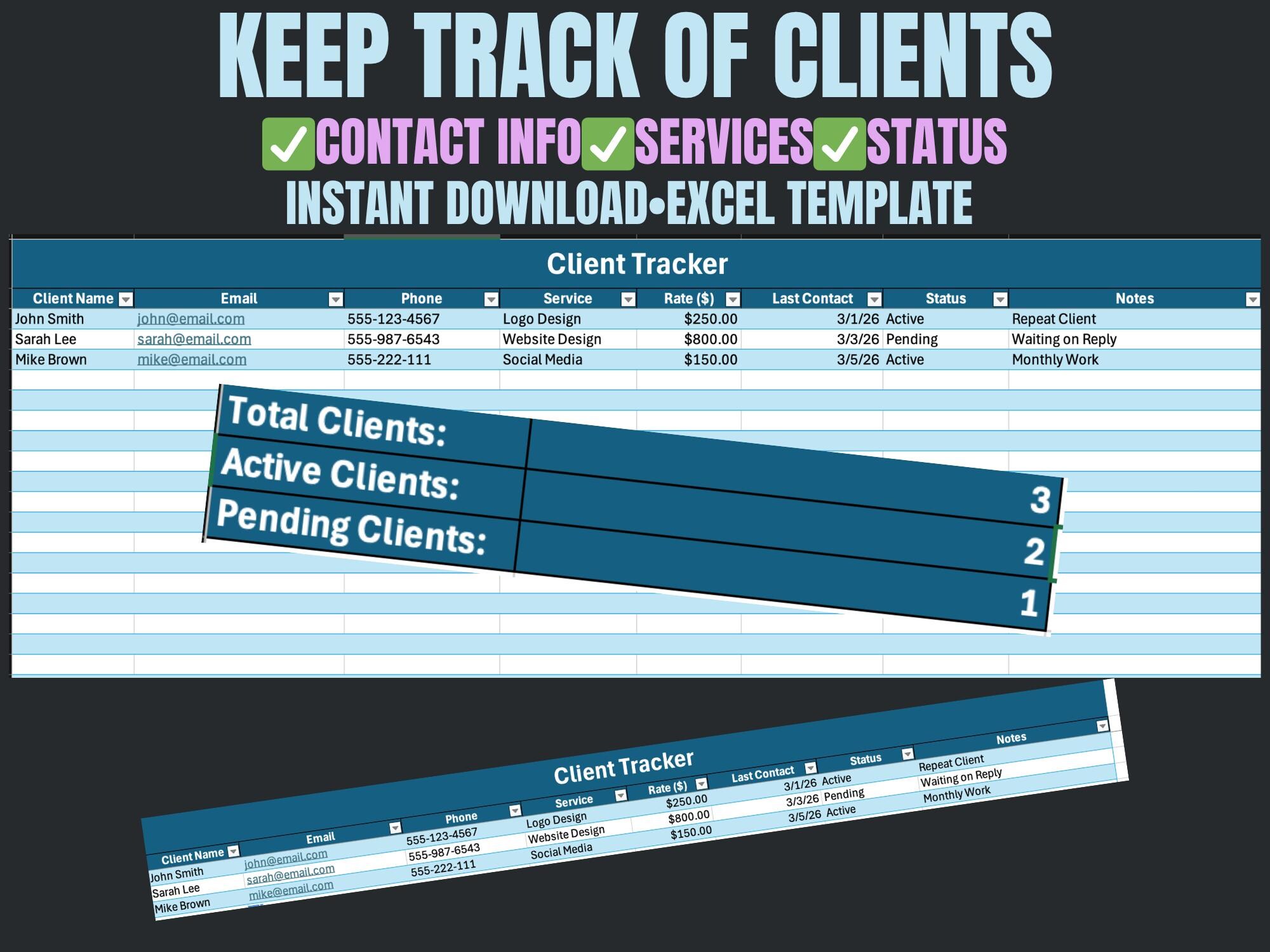Client Tracker Excel Template | Customer Management Spreadsheet ...