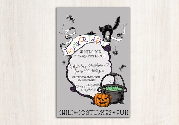 Trunk or Treat Halloween Poster - Vintage Halloween Party - Printable Party Supplies Il_570xn