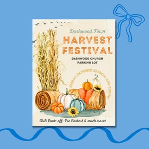 Folleto y póster del Festival de la Cosecha de Otoño: editable en Canva