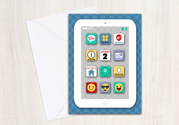iParty Invitation - iPad iPhone Emoji and Tablet Birthday Party Supplies Il_570xn
