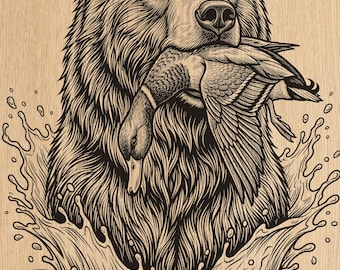 Bär Jagd Ente Lasergravur Datei | Rustikale Wildtier Wandkunst (PNG Download)