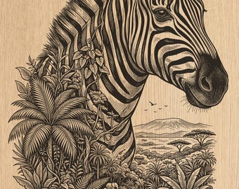 Zebra-Safari PNG | Afrikanische Wildtiere Laser Gravur Design (Digitaler Download)