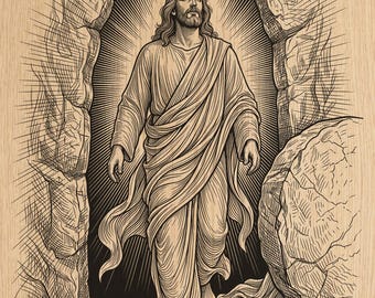 Jesus Auferstehung Lasergravurdatei | Christliche Holzwandkunst