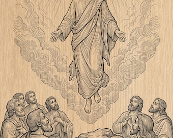 Jesus Himmelfahrt CNC Gravur PNG | Christliche Holzkunst Design (Instant Download)