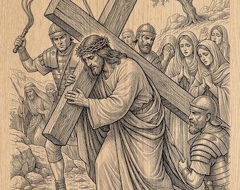 Jesus trägt Kreuz PNG | Christliche Laser-Gravurdatei, Faith Art (Digitaler Download)