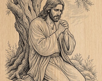 Jesus beten CNC Lasergravur PNG | Christliche Glaube Wandkunst (Instant Download)