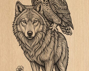 Wolf Eule PNG | Wildtiere Geist Tier Laser Gravur Design (Digitaler Download)