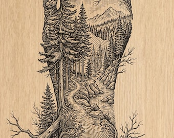 Wald Fuß Landschaft PNG | CNC Laser Gravur Design (Digitaler Download)