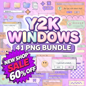 Y2K Windows PNG Bundle | 2000s Aesthetic Clipart Pack | Retro Computer Icons & UI Elements | Digital Stickers, Scrapbooking, Planner Decor