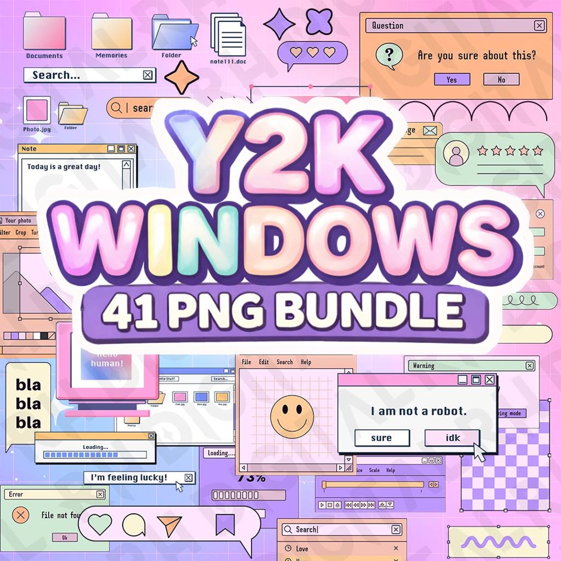 Y2K Windows PNG Bundle | 2000s Aesthetic Clipart Pack | Retro Computer ...