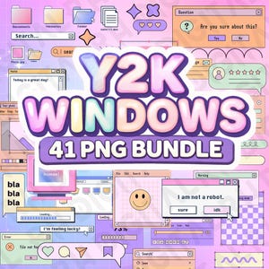 Y2K Windows PNG Bundle | 2000s Aesthetic Clipart Pack | Retro Computer Icons & UI Elements | Digital Stickers, Scrapbooking, Planner Decor