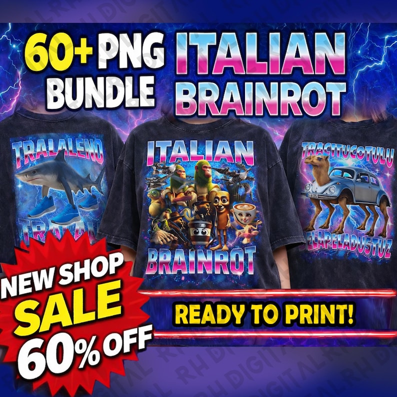 60+ Italian Brainrot PNG Bundle, Funny Meme PNG Pack, Viral Brainrot ...