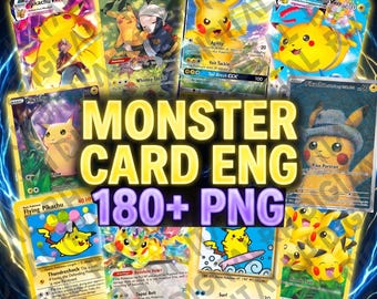 Anime Monster ENG card Bundle – 180+ Gaming Card TCG PNG – Instant Download – Sublimation, Heat Transfer, Stickers, Keychains, Wall Art