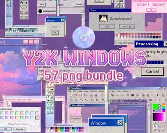 Y2K Windows XP Aesthetic PNG Bundle | Retro 2000s Stickers for Digital Journal | GoodNotes iPad Stickers | Nostalgic Desktop Icons Clipart