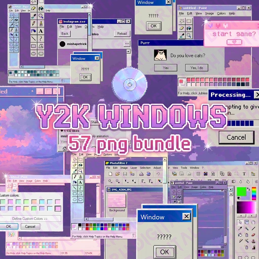 Xp 95 Sticker Y2K Windows XP Aesthetic PNG Bundle | Retro 2000s Stickers for Digital ...