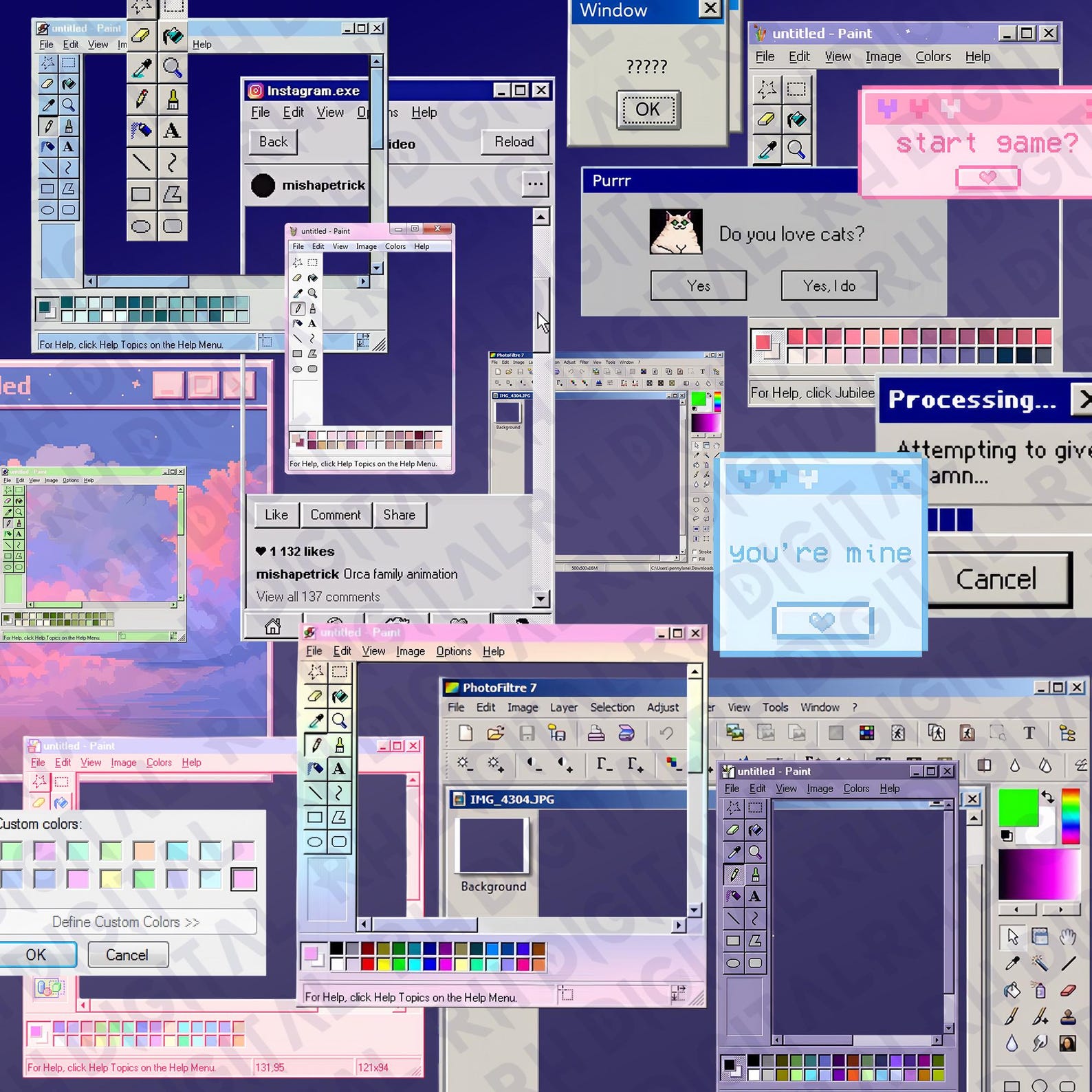 2000s Computer Ui Y2K Mega Bundle PNG | 196 Cute 2000s Aesthetic Clipart | Pastel Pixel ...