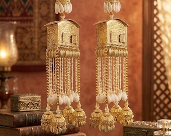 SIYA-Doli kalirey Kalire nupcial con perlas doradas y ghungroo: Punjabi Wedding Kaleera para novias.