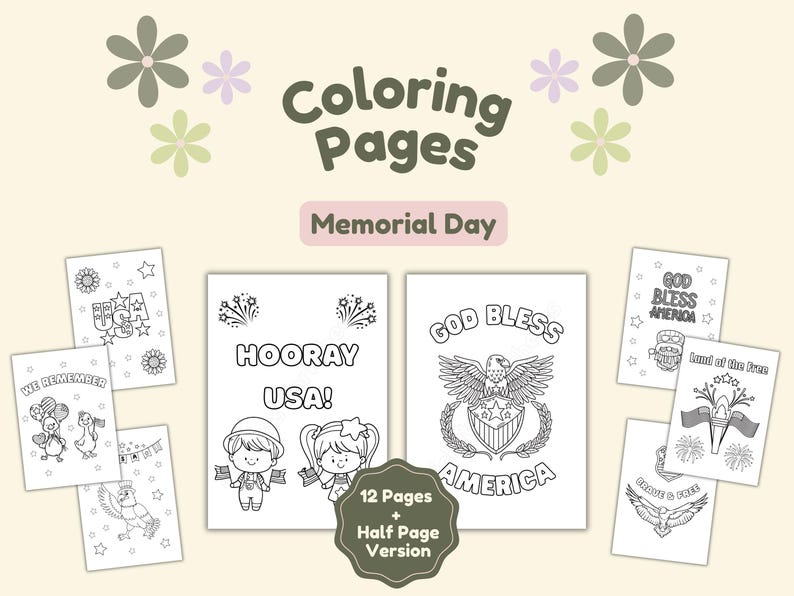 Memorial Day Coloring Pages Printable | Patriotic Kids Activity Sheets ...