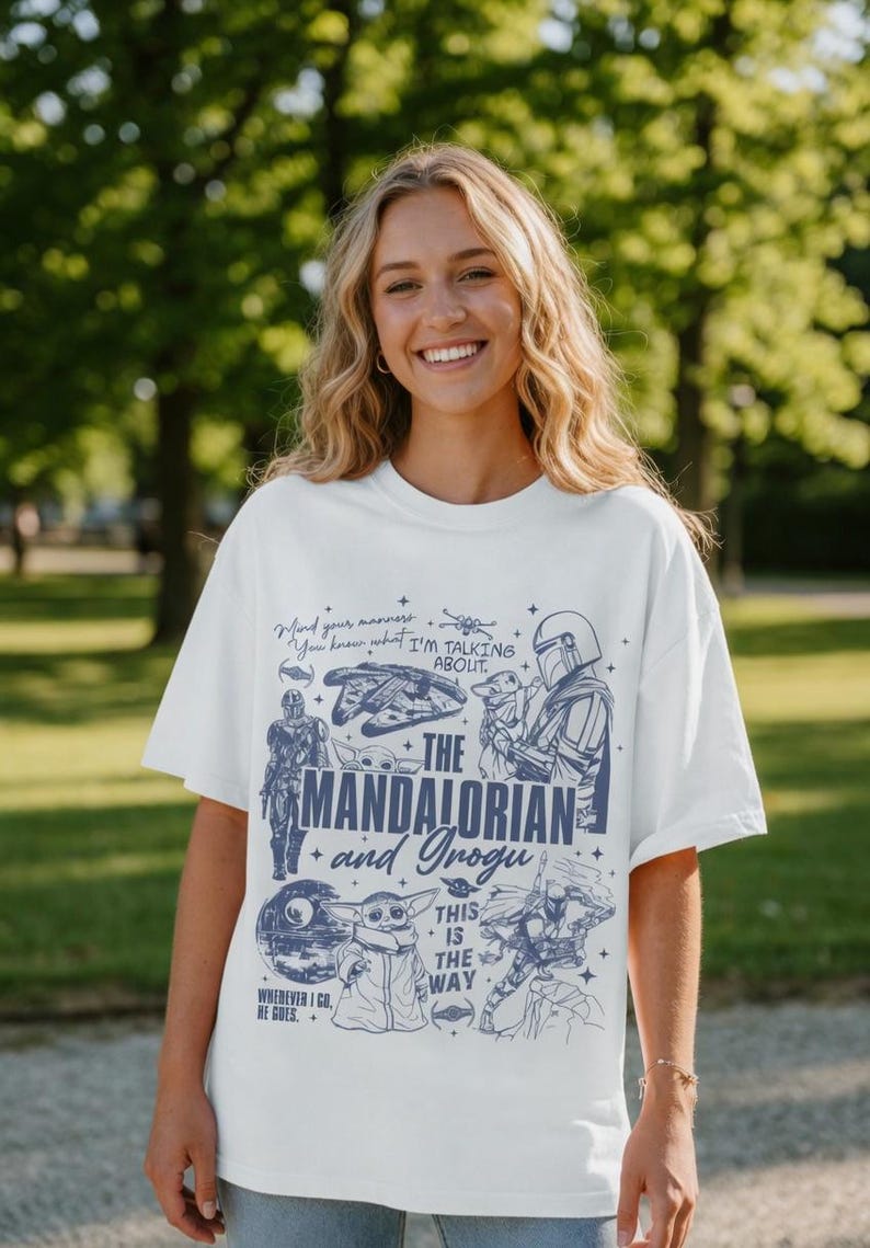 Comfort Colors Starwars The Mandalorian And Grogu Shirt, Starwars Hollywood Studios Trip Tee, Retro Starwars Bounty Hunter Baby Yoda Shirt image 2