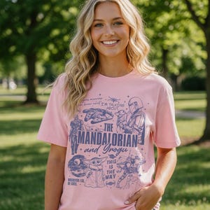 Comfort Colors Starwars The Mandalorian And Grogu Shirt, Starwars Hollywood Studios Trip Tee, Retro Starwars Bounty Hunter Baby Yoda Shirt image 4