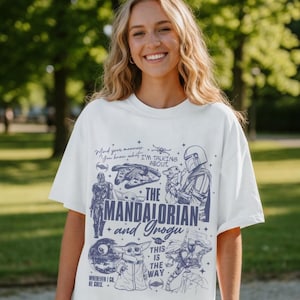 Comfort Colors Starwars The Mandalorian And Grogu Shirt, Starwars Hollywood Studios Trip Tee, Retro Starwars Bounty Hunter Baby Yoda Shirt image 1