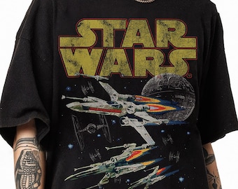 Vintage StarWars Day Tee, Vintage Galaxy’s Edge DisneyTee, StarWars X-Wing Starfighter Shirt, May The Force Be With You Quote T-Shirt