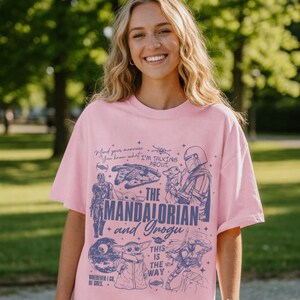 Comfort Colors Starwars The Mandalorian And Grogu Shirt, Starwars Hollywood Studios Trip Tee, Retro Starwars Bounty Hunter Baby Yoda Shirt image 3