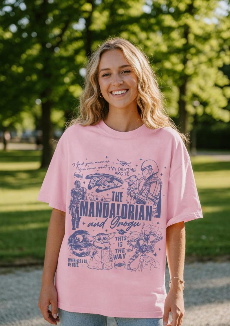 Comfort Colors Starwars The Mandalorian And Grogu Shirt, Starwars Hollywood Studios Trip Tee, Retro Starwars Bounty Hunter Baby Yoda Shirt image 3