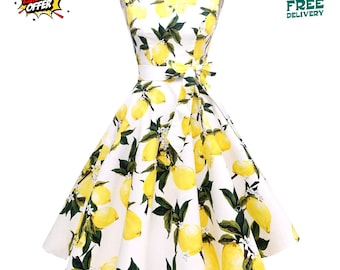 1950s Vintage Swing Dress Womens Sleeveless Boatneck Cocktail Wedding Guest Dress