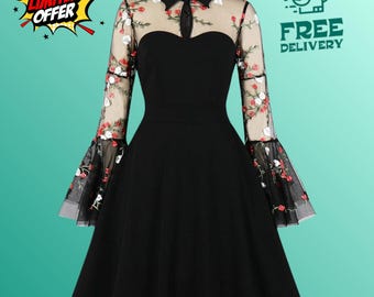 vintage 1950s dress women polka dot swing retro prom dress