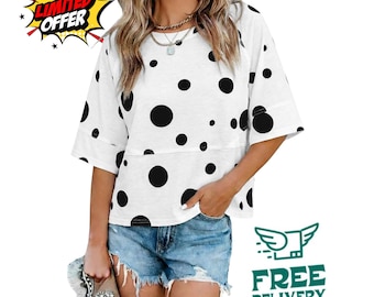 Womens Batwing Sleeve Summer Top Loose Fit Crewneck Casual Blouse Flowy Solid Color Tshirt