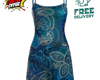 90s Vintage Mini Dress Spaghetti Strap A Line Backless Summer Floral Mesh Party Dress