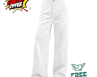 Wide Leg Jeans Women Y2K Baggy Distressed Mid Waist Denim Pants Vintage Trousers 2026