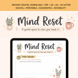 Mind Reset Worksheet Brain Dump Printable PDF for GoodNotes iPad Instant Digital Download